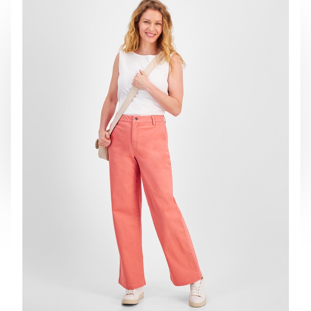 Style & Co Women's High-Rise Wide-Leg Twill Pants